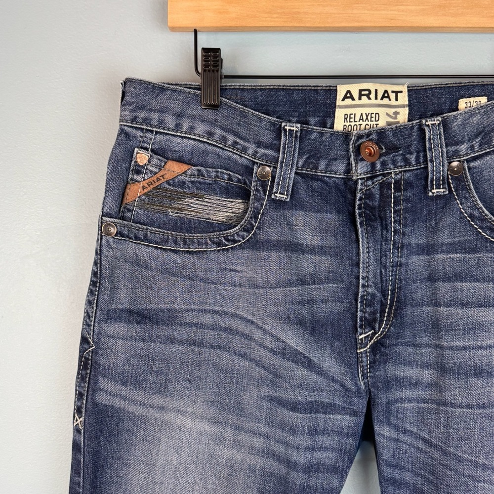 Ariat M4 Relaxed Boot Cut Jeans Mens 33x30 Blue Medium Wash Western Workwear